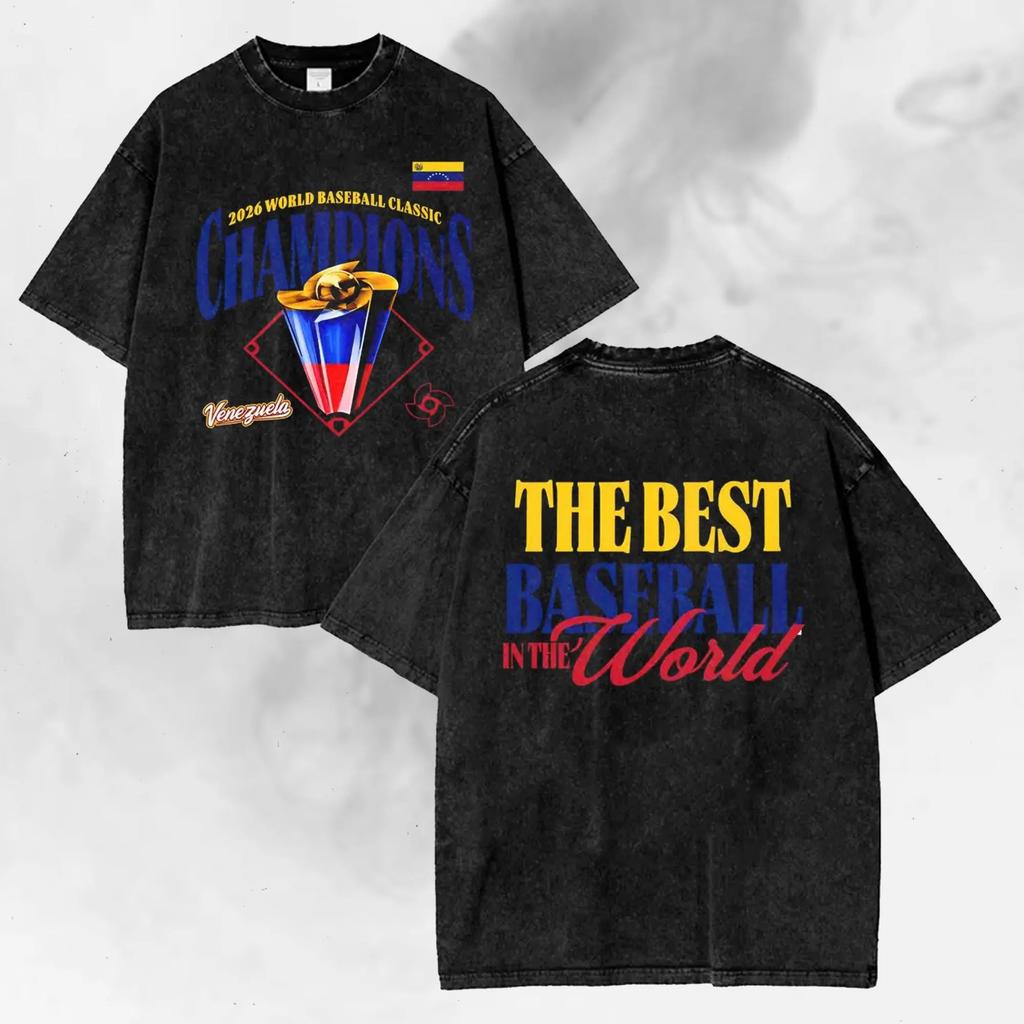 Venezuela 2026 World Baseball Classic Washed Tshirt Unisex Women Summer Cotton Y2K Clothing Casual Fashion Short Sleeved Tee