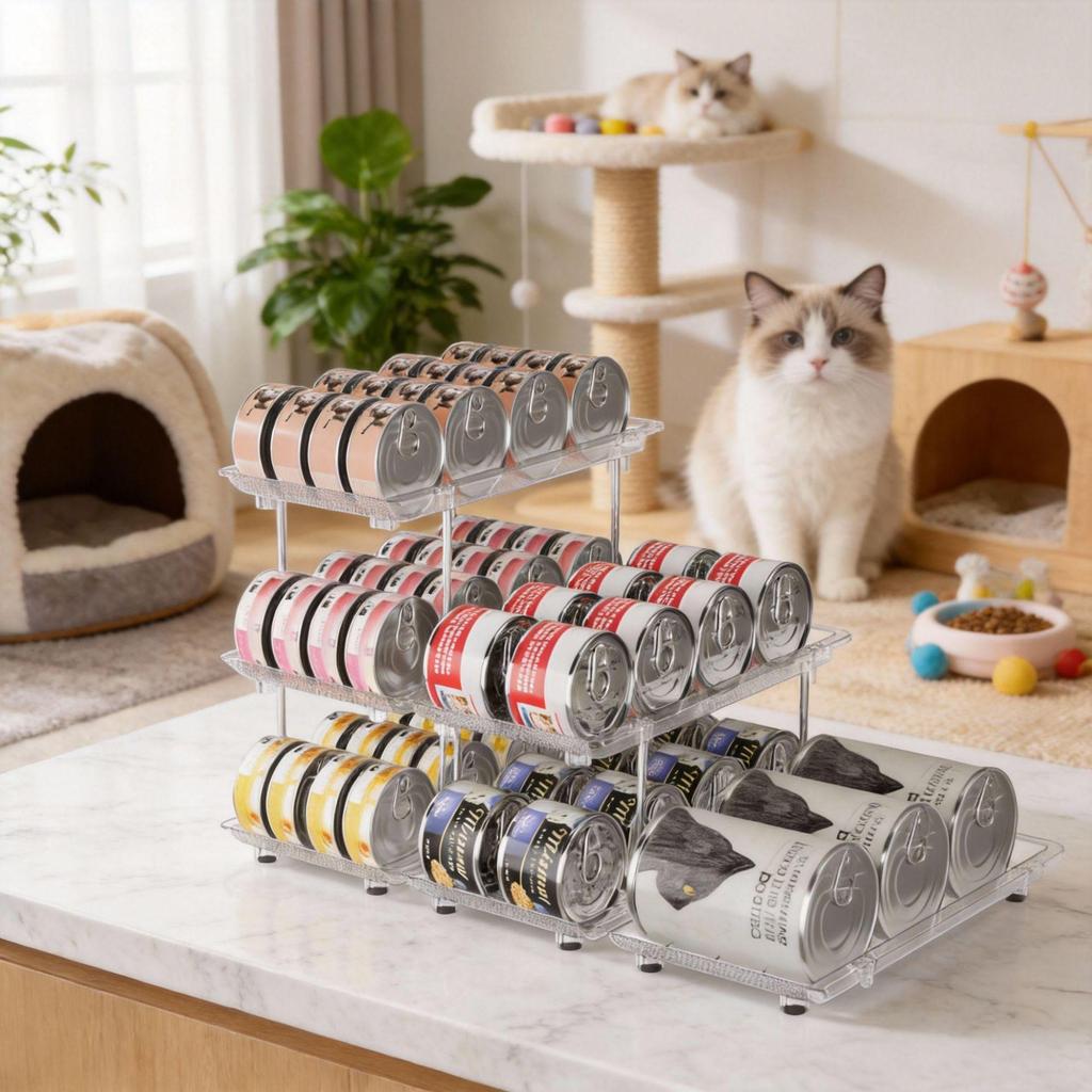 Stackable Multi-layer Cat Food & Beverage Can Storage Rack