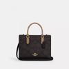 Coach Maggie Small Tote Bag In Blocked Signature Canvas Gold Walnut Tan