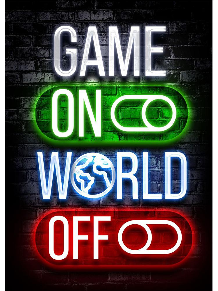 Neon Design Gamepad Game Quote Posters Canvas Painting VR Gaming Girl Wall Art Picture Gamer Boy Room Home Decoration No LED