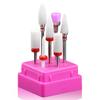7Pcs Ceramic Nail Drill Bits Set For Nails Gel Polish Cuticle Manicure Milling Cutter For Manicure Kits Tools with Holder