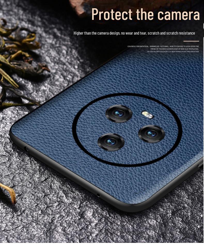 Чехол для телефона Honor Magic5 Ultimate Edition из натуральной кожи с узором личи