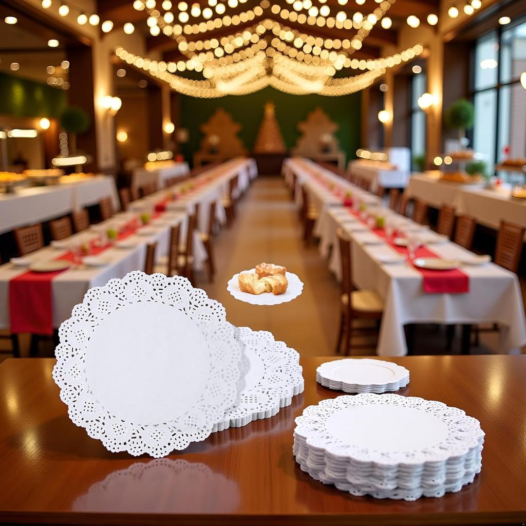 150 Pcs 6 inch White Lace Paper Doilies Disposable Round for Buffet Cake Fried Food Party Wedding Tableware Decoration, Disposable Doilies Kitchen
