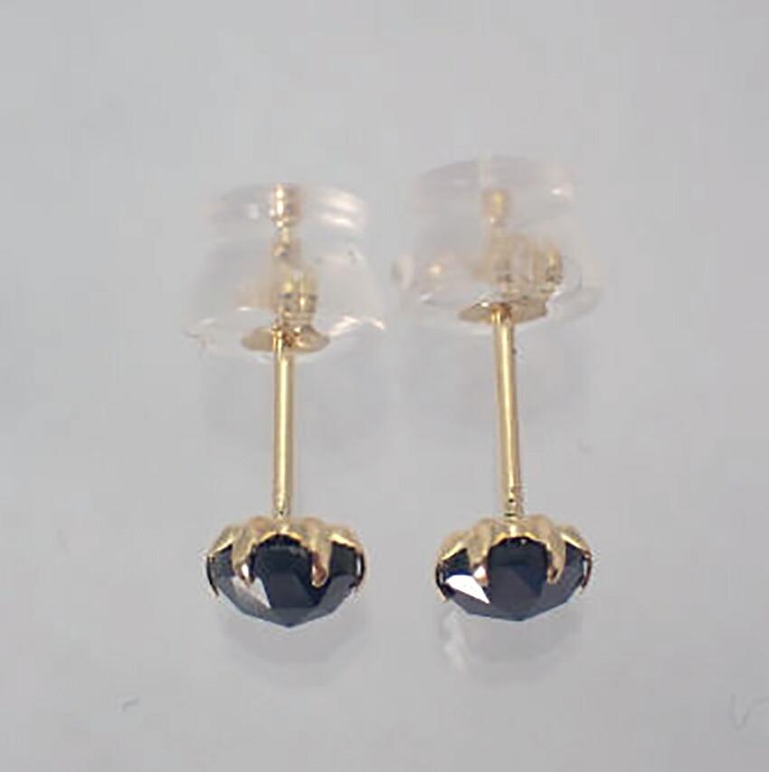 [New] K18 Black Diamond Stud Earrings [i11-2]