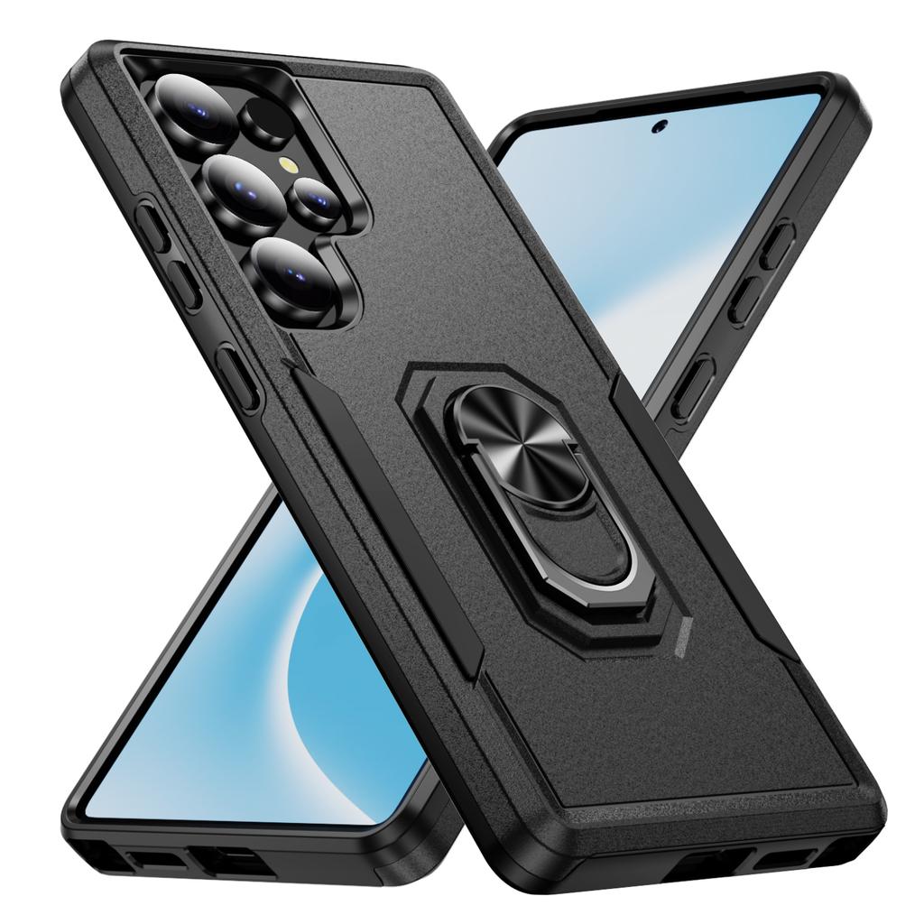 Металлический чехол-кольцо черного цвета для Samsung S25 Ultra для Samsung Galaxy S25 Ultra S24 Plus S23 FE S22 Защитный чехол