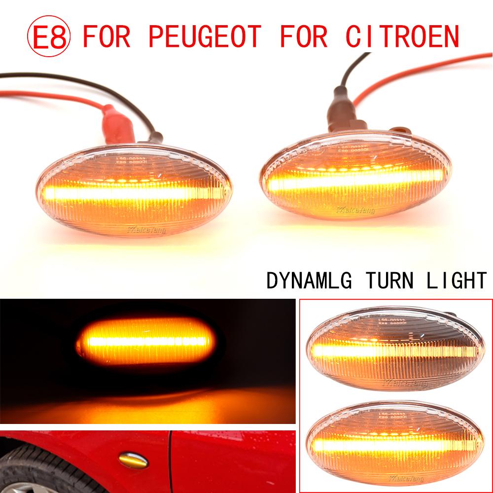 LED Light Side Marker Dynamic Fender Turn Signal For Peugeot Citroen C1 C2 C3 C5 C6 107 206 307 407 607 1007 Berlingo Jumpy Dome Lights 6