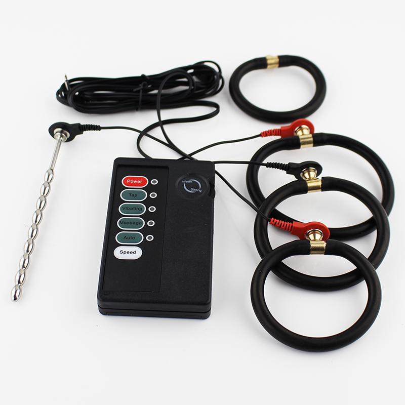 Electric Shock Anal Plug Peni Ring Urethral Plug Sex Toys,Two Output Power Box,BDSM Sexusl Electrostimulator For Men Masturbator