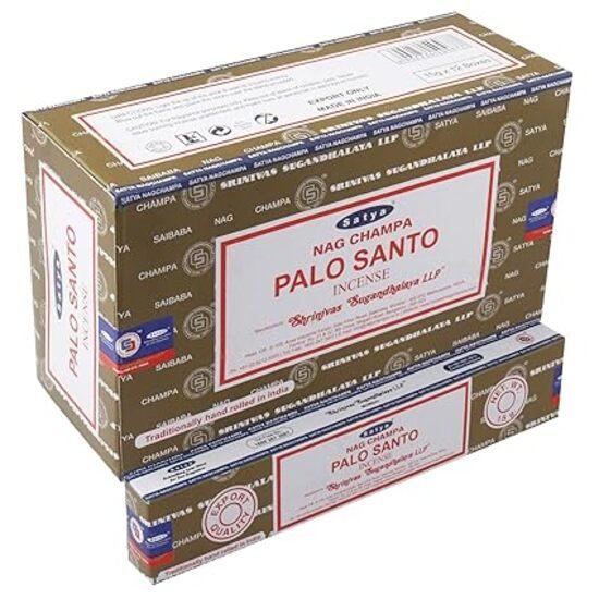 Satya Nag Champa Palo Santo Incense Sticks Agarbatti 180 Grams Box | 12 Packs of 15 Grams Each In a Box | Export Quality