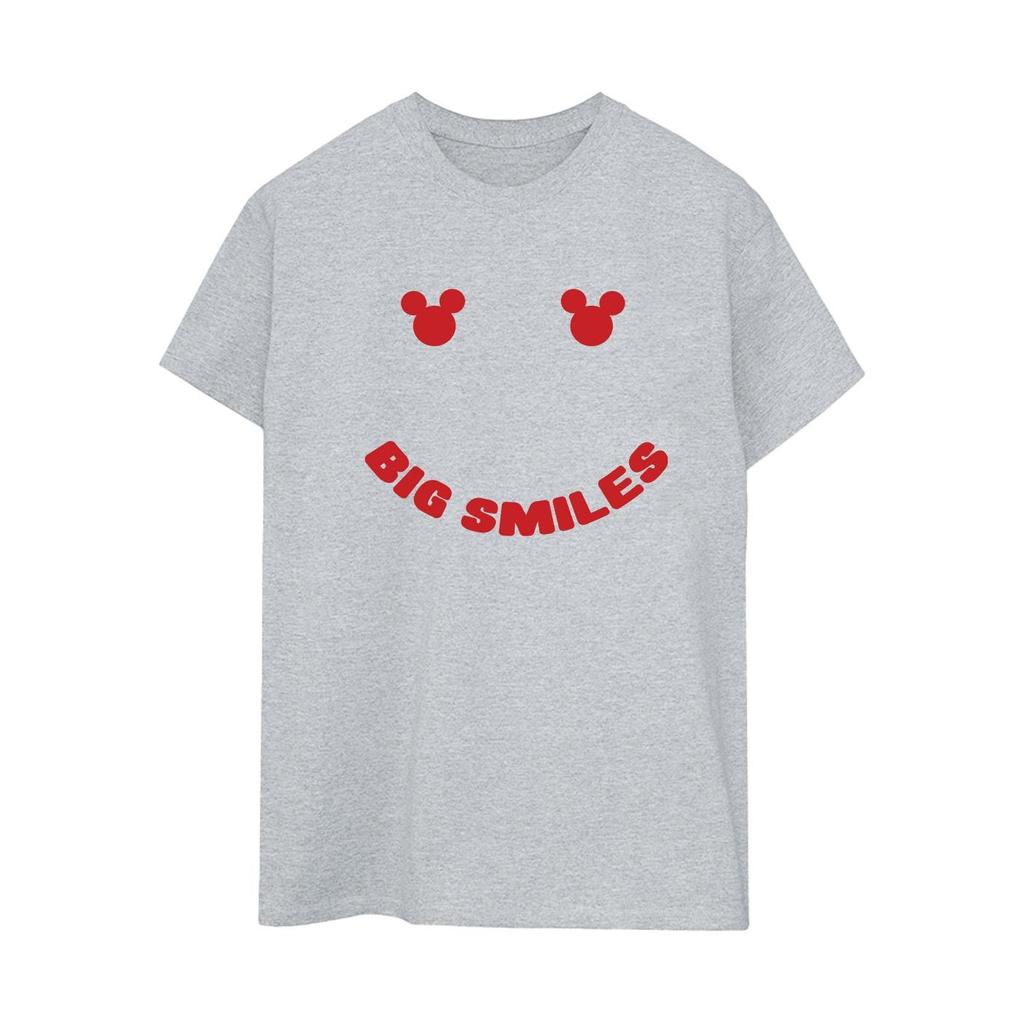 Disney Womens/Ladies Mickey Mouse Big Smile Cotton Boyfriend T-Shirt