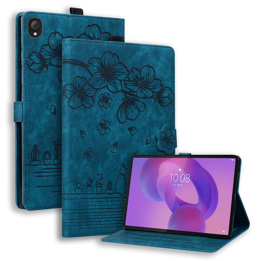 Чехол для Lenovo Tab K10C/Tab E10C с отделениями для карт, кожаный чехол-подставка для планшета, обложка-фолио, Цветок, Кот