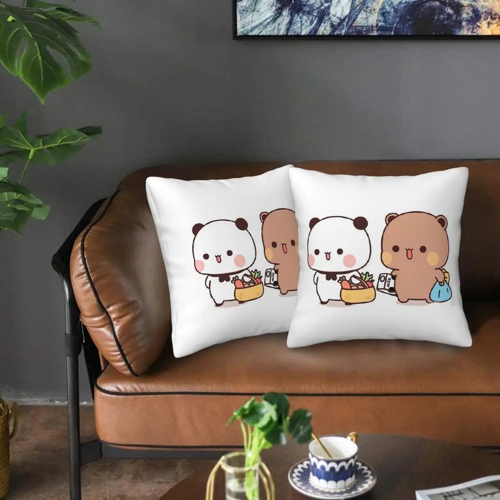 Cute Bubu And Dudu 2 Pcs Square Pillowcase Pillow Cover Cushion Zip Decorative Comfort Throw Pillow For Home Bedroom