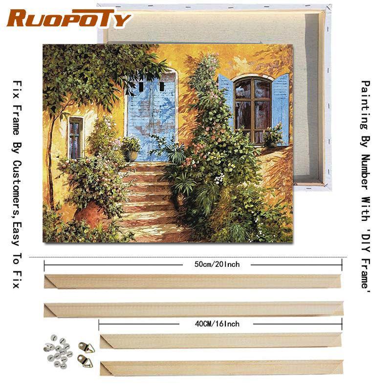 RUOPOTY Раскраска по номерам Городской пейзаж для гостиной на холсте Уникальный подарок Акриловая картина по номерам Дом