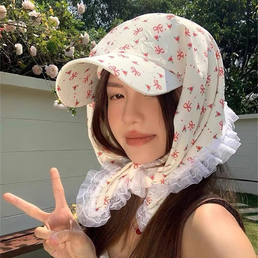 French Pastoral Style Headscarf Caps Sweet Lace Baseball Cap Fashion Sun Hats Summer