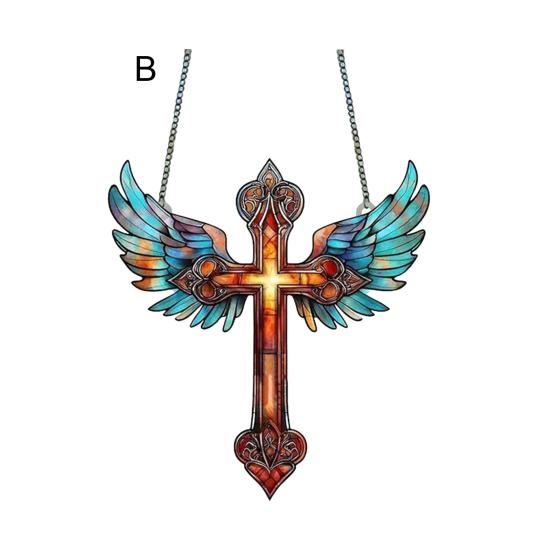 Rose Suncatcher Pendant 2D Flat Dyed Acrylic Pendant Stained Glass Decorations Faith