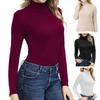 Женские топы с высоким воротником и длинным рукавом, облегающие топы-пуловеры, однотонные базовые водолазки, блузка на каждый день
