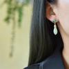 Серьга-крючок из нефрита Хэтянь Женская Высококлассный Характер Этнические Ретро Серьги Эмаль Ручная Работа Подвеска Подарок