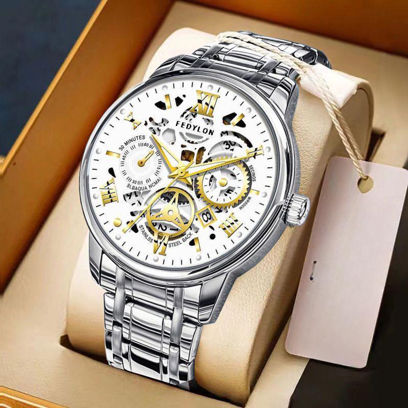 Модернизированный механизм полностью автоматический механизм мужские часы красивые черные технологии тренд корейская версия водонепроницаемые светящиеся мужские