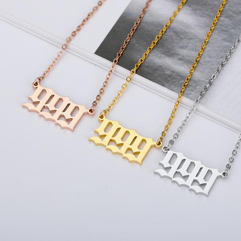 Angel Number Necklaces For Women 111 222 333 555 666 777 888 999 444 Devil Necklace Stainless Steel Pendant Men Bff Goth Jewelry