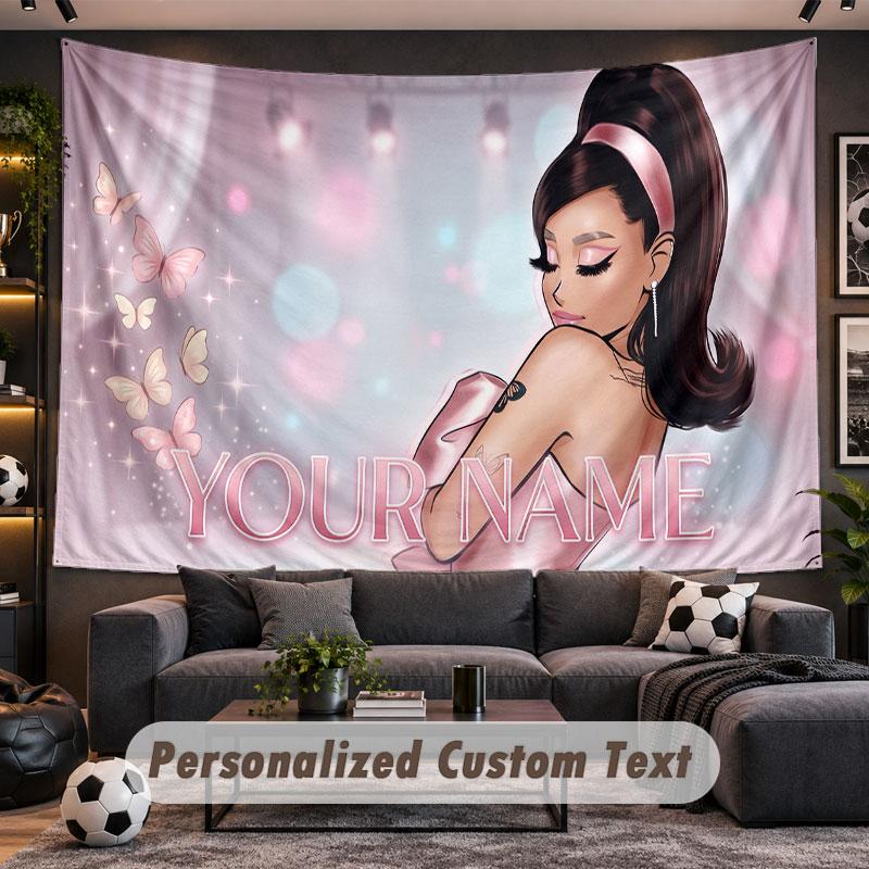 Wall Hanging Tapestry Custom NameAriana Grande Pattern Personalized Printed Fabric Wall Decor