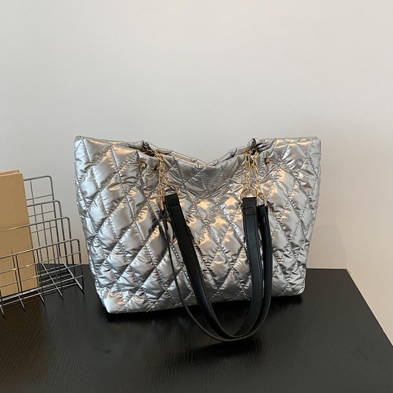 Женская стеганая сумка-тоут с ромбами, большая вместимость, сумка с верхней ручкой, универсальная мягкая сумка-саквояж, повседневная модная женская сумка для покупок KTY