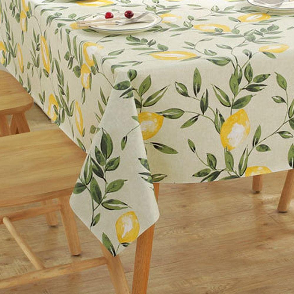 ПВХ Скатерть Лимонный узор Декор стола Ткань Мягкая Водонепроницаемая Скатерть Украшения для стола