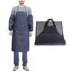 Waterproof Cooking Aprons With Pockets Kitchen Work Clothes Long Denim Aprons  Man/women