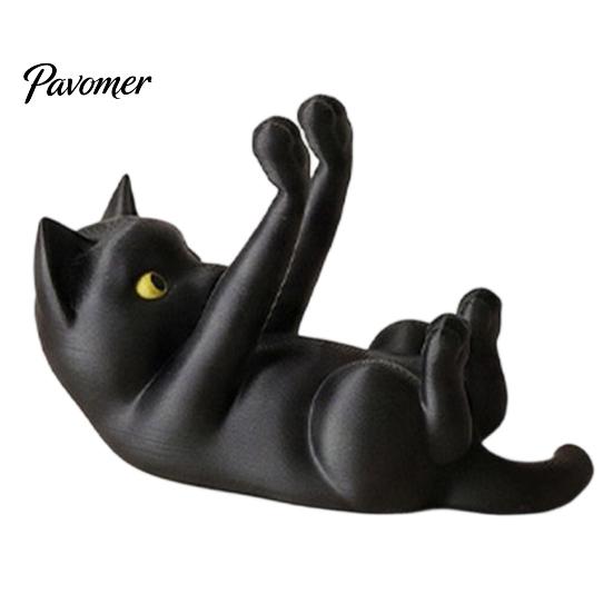 Fun Desk Decorations for Home Funny Cat Phone Holder, 3D Printed Cute Animal Smartphone Stand Creative Lover Gifts Desk, Decorative Black Kitten