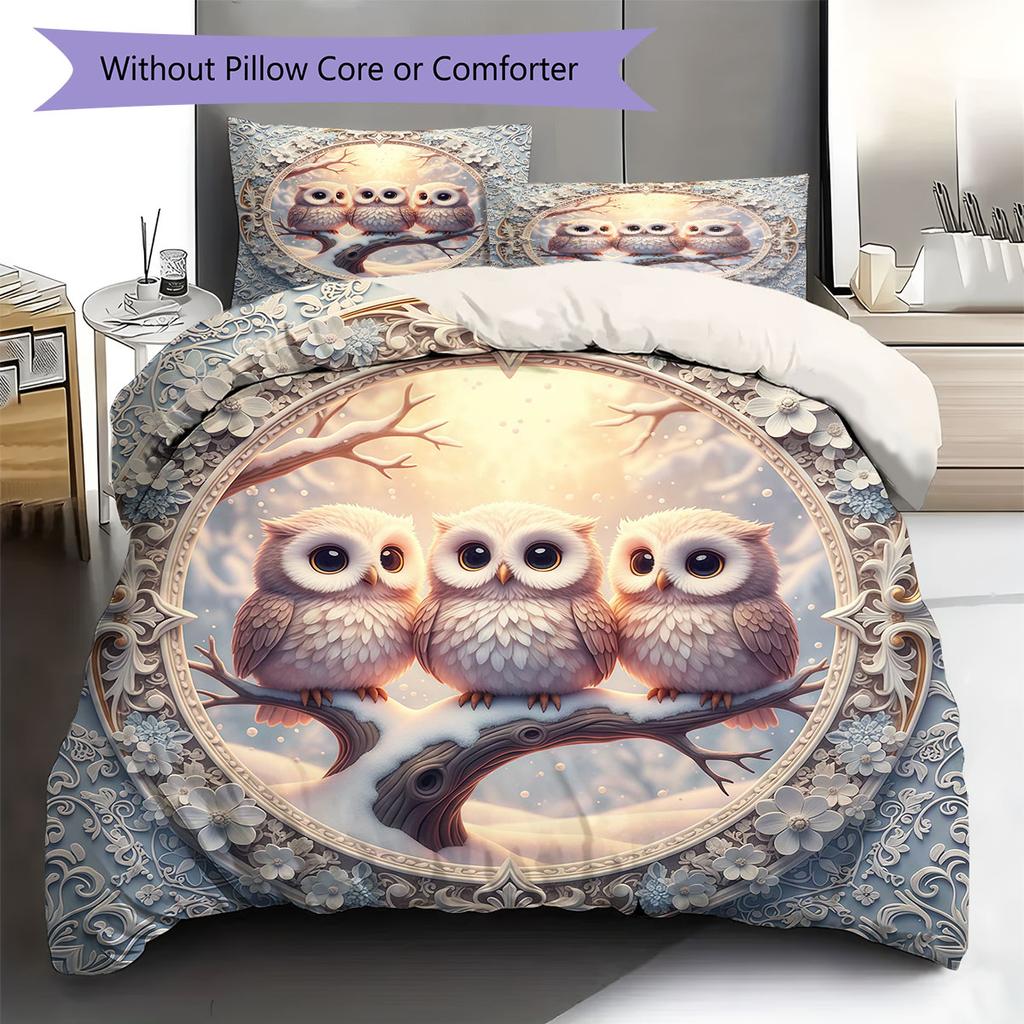 Cute little birds Pattern Bedding Quilt Set Quilt Cover Pillowcase Home Decoration Birthday Gift (1 * duvet cover + 2 * pillowcase, without core)