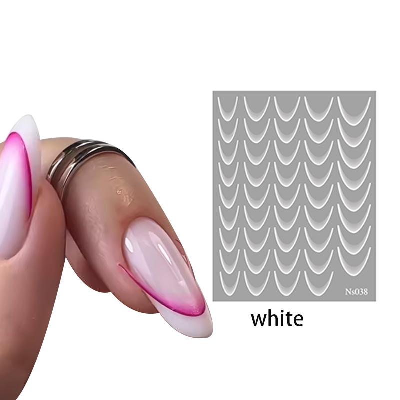 French Gradient Nail Art Stickers Multi-colors Self-Adhesive Decals Design Nail Tips Guides DIY Nail Decoration Stencil Tools