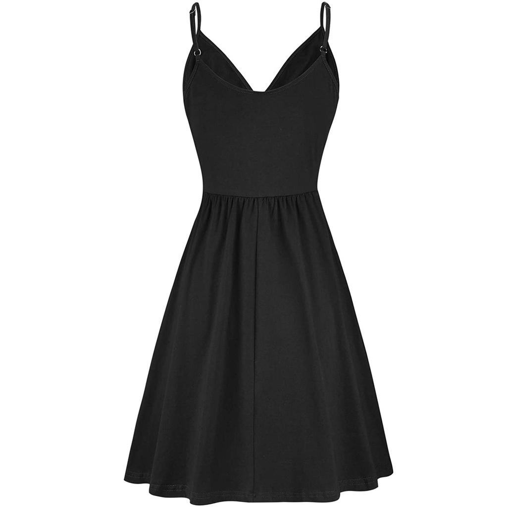 Summer V-neck Casual Sleeveless Dress Mid-length Beach Dress