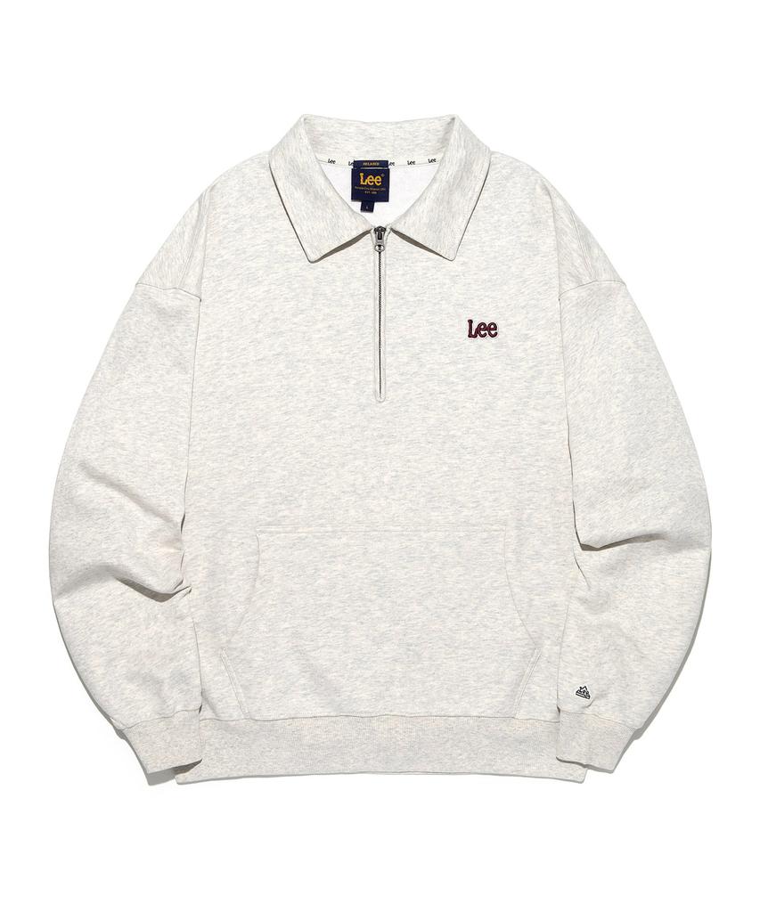 LEE Small Twitch Half Zip Collared Sweatshirt Oatmeal
