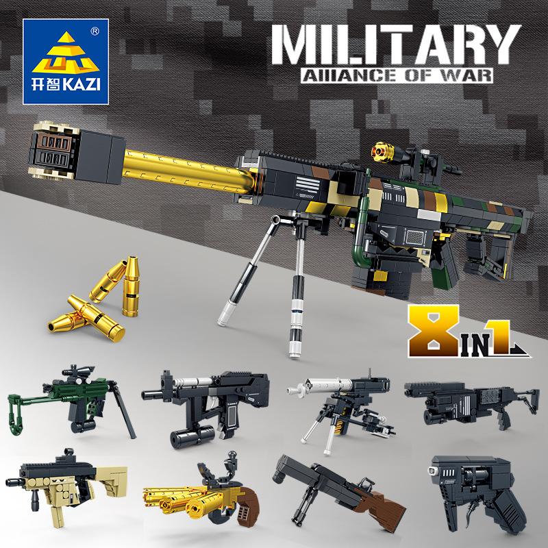 880PCS Submachine Gun Left Wheel Grenade Rifle Model Decoration Children's Boy Chinese Building Block Assembly Toy Gift NO BOX