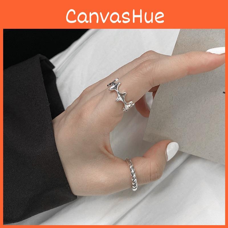 Vintage Twisted Geometric Open Adjustable Star Ring For Women In 925 Silver Quality