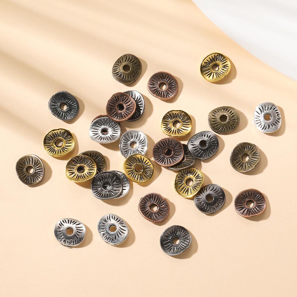 50/100pcs Alloy Antique Bronze Round Spacer Beads Charms For Diy Beaded Bracelets Necklace Jewelry Handmade Making Accessories
