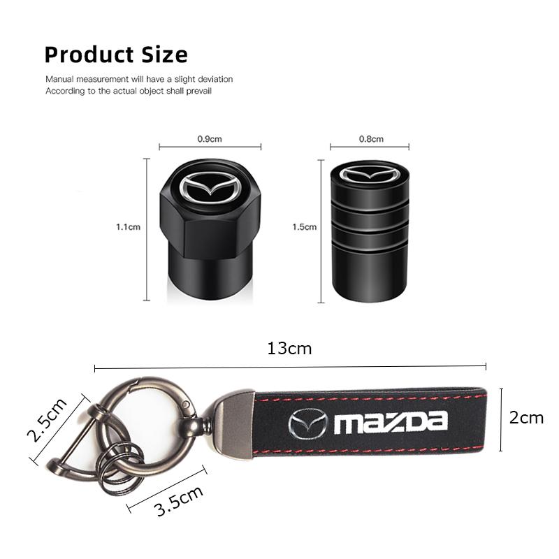 Car Wheel Tire Valve Stems Cap Auto Badge Keychain Suede Keyring For Mazda 2 6 3 CX5 CX80 CX70 CX90 MX30 CX60 CX50 CX30 BT50 e-T k1