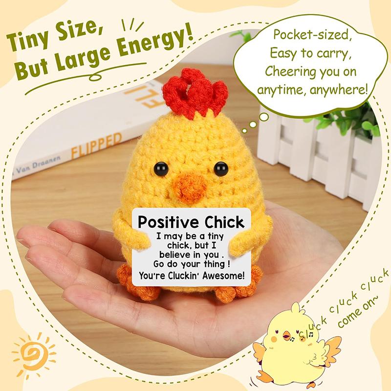 Gifts for Women Thank You Acrylic Plaque and Mini Funny Positive Chick Crochet Handmade Cute Gifts