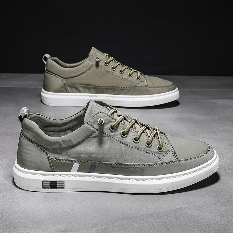 Модные и удобные летние дышащие туфли из ткани Ice Silk, однотонные повседневные низкие кроссовки со шнуровкой, мужская обувь Tide