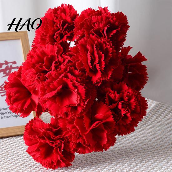 Lifelike Simulated Flowers 1/10Pcs Artificial Red Carnation Realistic Fake Silk Flower Wedding Indoor Bendable Office Table Centerpiece Faux
