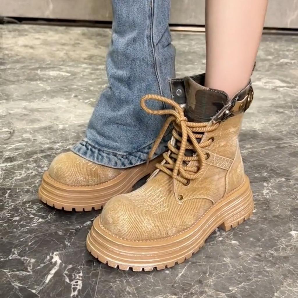 Boots Korean Version Cowboy Boots Retro Martin Boots Breathable Short Boots Summer Thick-soled Women's Boots British Style Tooling Single Tide Boots