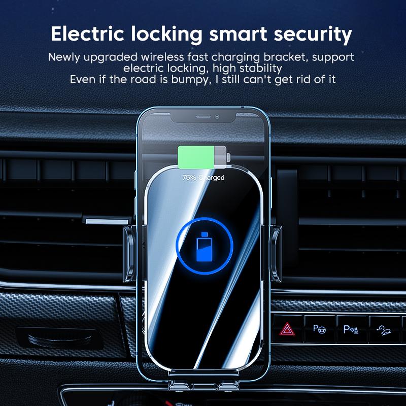 Fast Wireless Car Charger Auto Clamping Adapter Phone Holder For Iphone 14 Pro Max 13 12 11 Samsung Xiaomi Mobile Phones