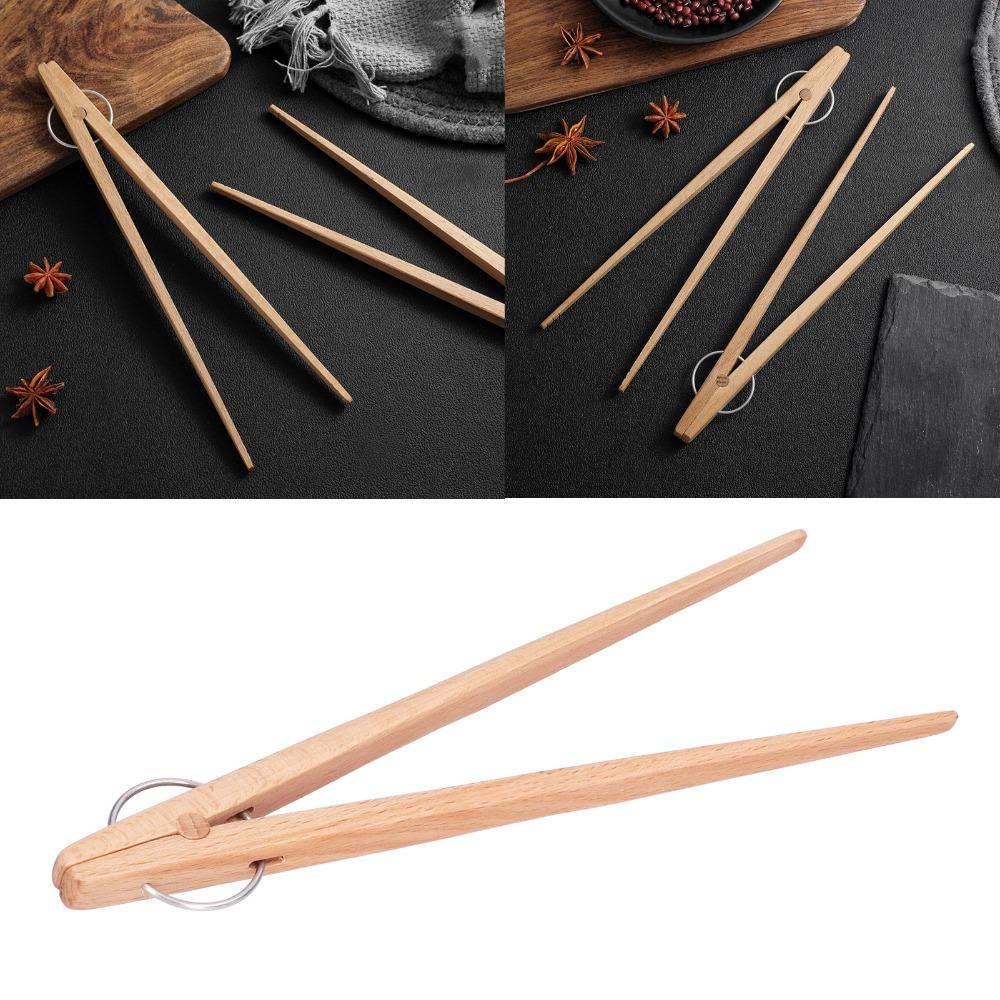 Wooden Bread Tongs Reusable Snack Clip Grilling Accessory Baking Clip Cooking Preparation
