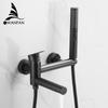 Смесители для ванны, современный черный комплект для душа для ванны, уникальный дизайн вращающегося крана-смесителя, настенный для ванной комнаты WF-877909