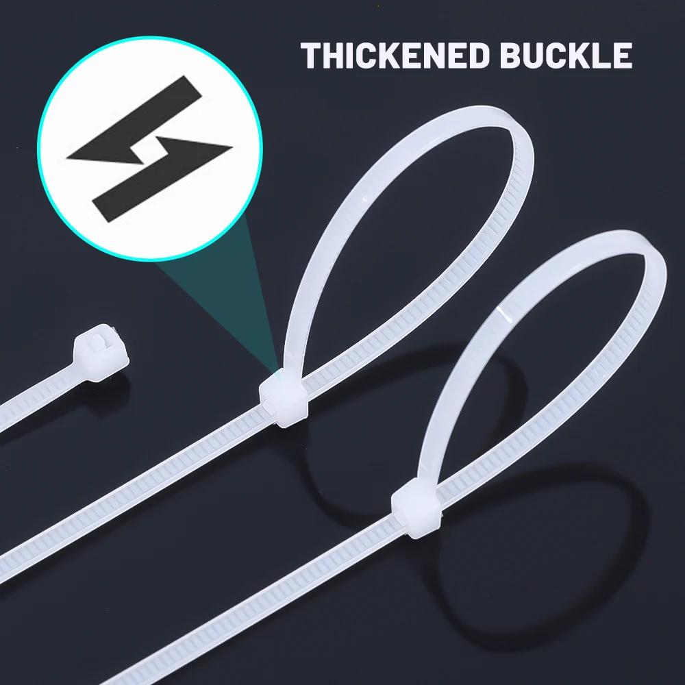 1000/100Pcs Self-locking Nylon Ties Adjustable Fastening Loop Tie Cables Bundle Set For Home Office Detachable Cord Tie Straps