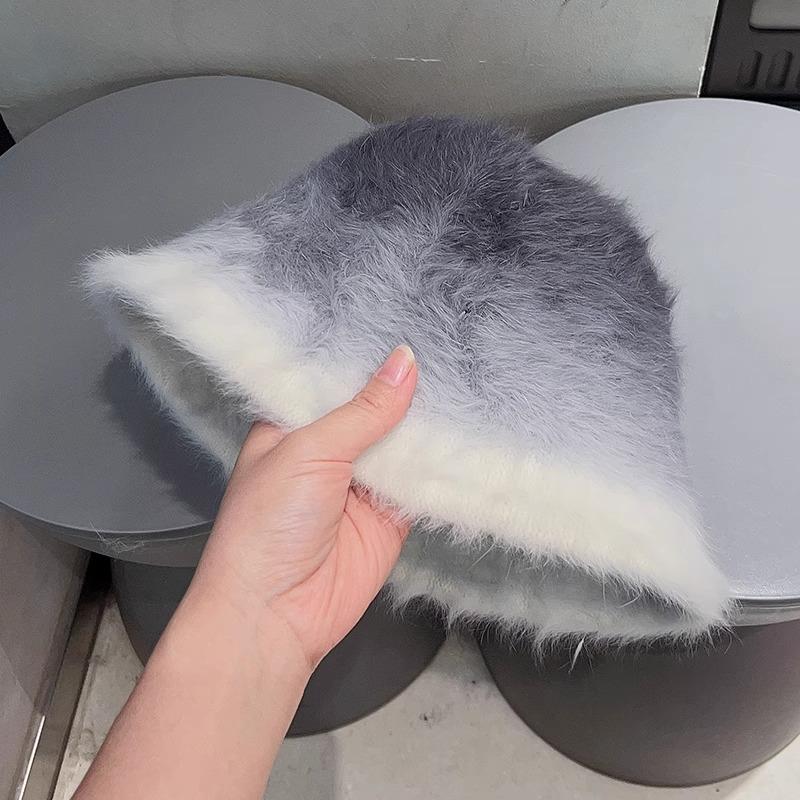 Постепенно меняющая цвет панама женская осенне-зимняя из кроличьего пуха зимняя панама плюшевая теплая пушистая шапка с изысканным видом