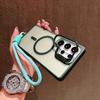 Metal Lens Holder Case For Samsung Galaxy S25 Ultra S23 S24 FE A56 A36 A16 Frosted Magnetic Wireless Charging Wrist Strap Cover