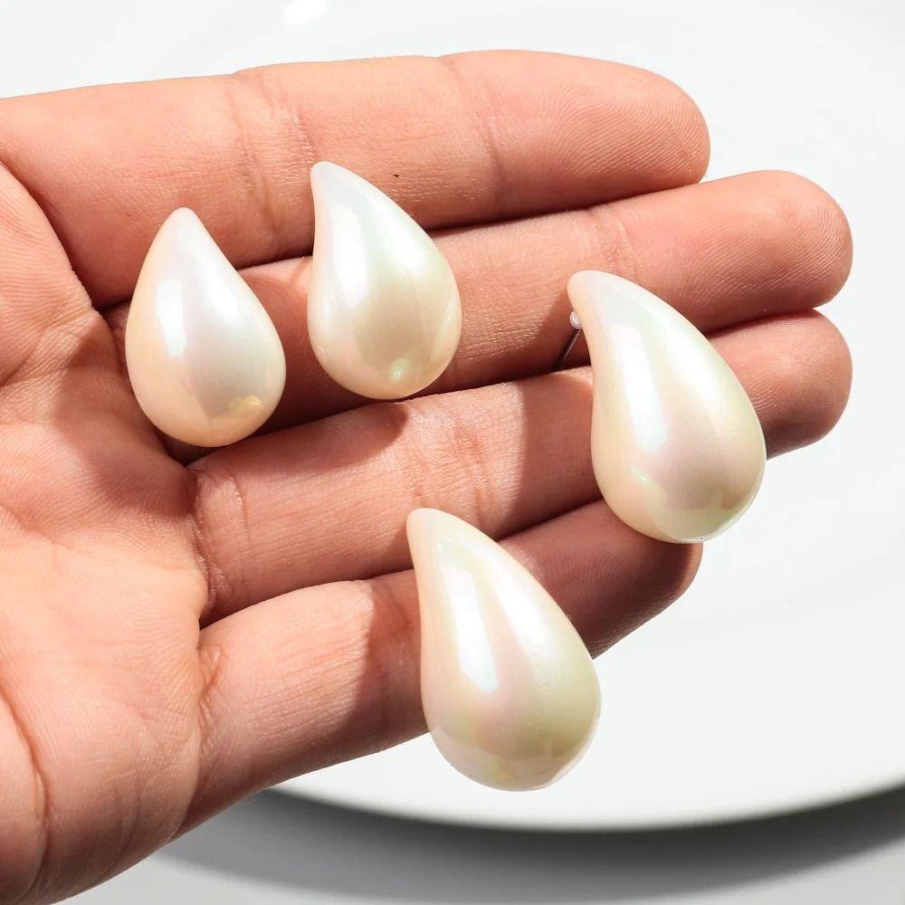 Zinc Zinc Alloy Chubby Stud Earrings Geometric Pearls Earring Sweet Water Drop Ear Stud Women