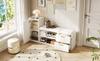 128*30*68cm Shoe Rack with 2 Drawers 1 Cabinet, High-Gloss Shoe Bench with Padding and Storage, Suitable for Living Room, Hallway, Office, White