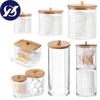 Makeup Cotton Pad Organizer Storage Box for Cotton Swab Rod Cosmetic Organizer Jewelry Bathroom  Storage Container with Wood Lid
