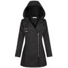 Women's Mid-Length Woolen Hooded Windbreaker with Oblique Zipper - Warm Winter Coat