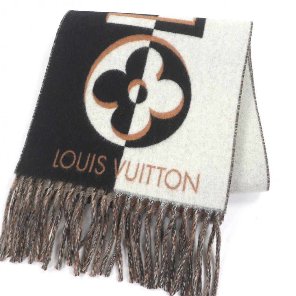 Excellent LOUIS VUITTON Scarf Duo Infinity fringe Noir wool mens M90806 Used